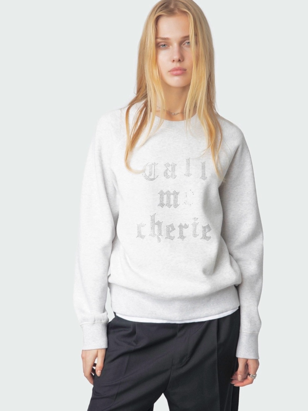 Zadig & Voltaire White Crewneck Sweatshirt with Silver Text